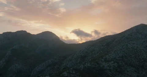 Flight over mountains at sunset. Spain Stock Footage 231187064