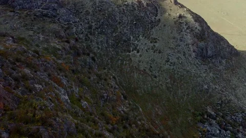 Flight over the mountains. Top view hills and river Stock Footage 142418207