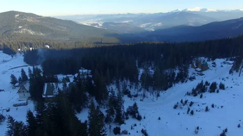 Flight over the mountains in winter Stock Footage 58881448