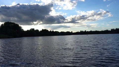 Flight over mystic river with beautiful sky Vidéo 76142034