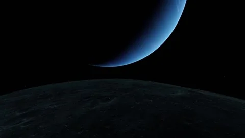 Flight Over Neptunes Moon, Planet Neptune Animation Stock Footage 236834391