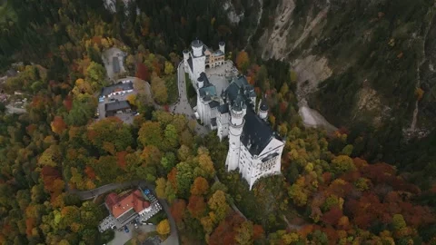 A flight over Neuschwanstein Castle Stock Footage 223239411