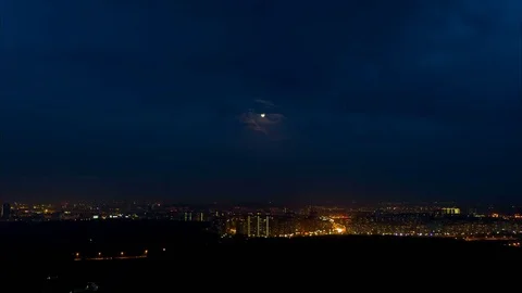 Flight over the night city Stock Footage 79773941