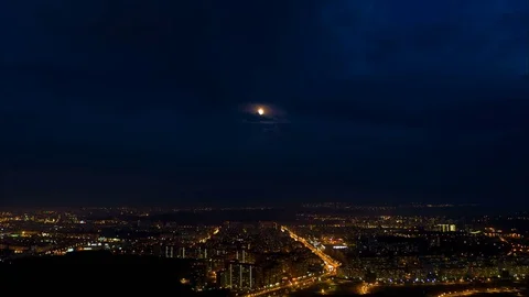 Flight over the night city Stock Footage 79774049