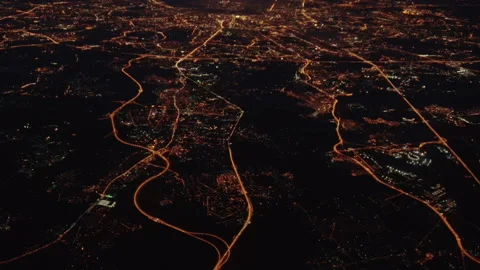 Flight over the night city. Night city from above. Stock Footage 89687066