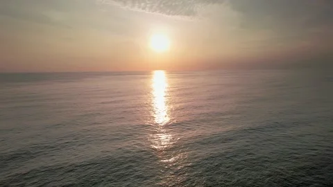 Flight Over Of Ocean Sunset Aerial Shot El Salvador Stock Footage 146994506