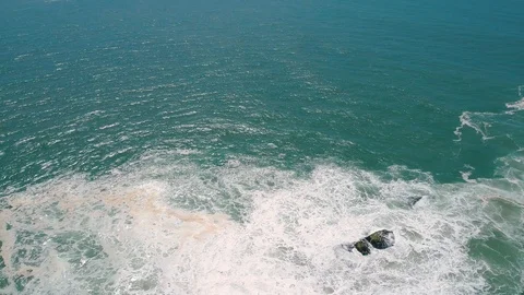 Flight over Ocean Waves near Nazare City Stock Footage 89886166