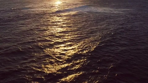 Flight Over Ocean Waves at Sunset. Amazing Sunset Aerial Ocean View Stock-Footage 57253490