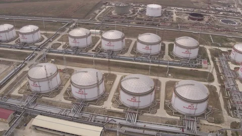 Flight over oil storage 2 動画素材 123697893