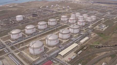 Flight over oil storage 3 Stock-Footage 123697974