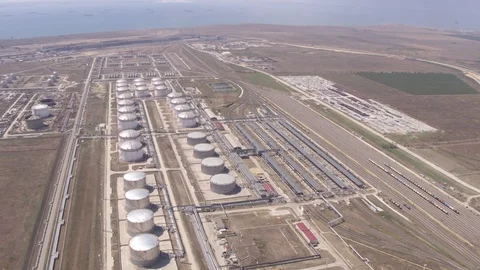 Flight over the oil storage Stock-Footage 123703541