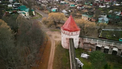 Flight over the old church Stock Footage 221030106