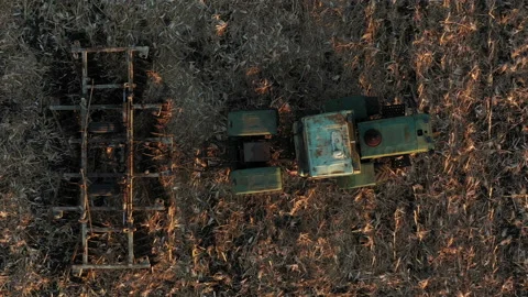 Flight Over Old Farm Machine in the Sunset 6 Stock Footage 137310171