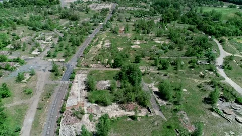 Flight over the old Hercules, Parlin factory Stock Footage 131884163
