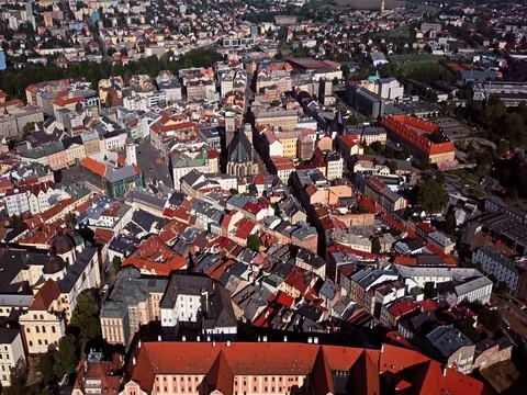 Flight over Olomouc old town, Czech Republic. Stock Footage 76150846