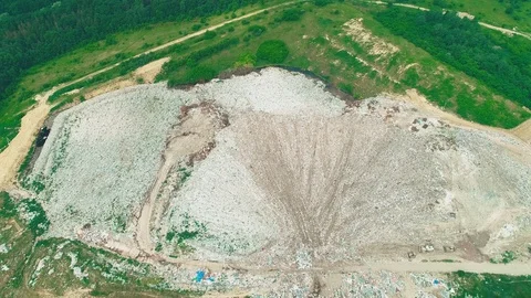 Flight over open cast mines. Illegal duming, Fly-tipping. 4K. Video stock 111067944