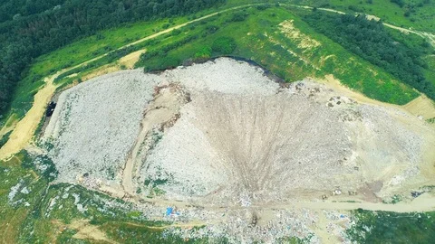 Flight over open cast mines. Illegal duming, Fly-tipping. 4K. Stock Footage 115790562