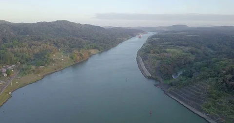 Flight over Panama Canal Stock Footage 88272660