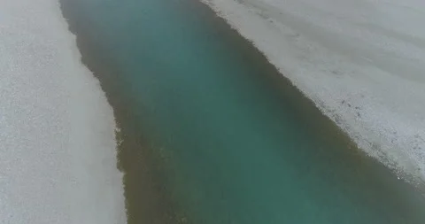 Flight over the panoramic Vjosa River in Albania Stock Footage 232686589