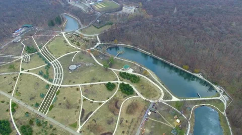 Flight over the park, panorama Stock Footage 61108154