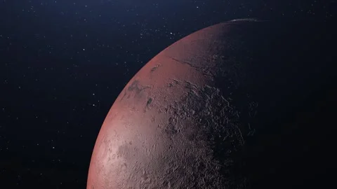 Flight over the planet Mars. Planet Mars among the stars. Space. Universe. Stock Footage 264122963
