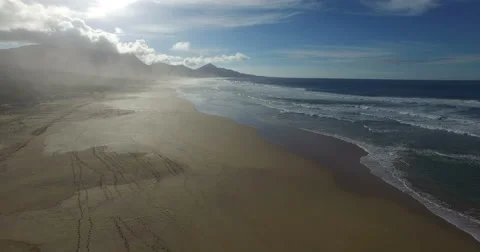 Flight over Playa de Cofete. Video stock 60608826