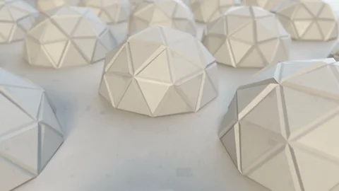 Flight over polygonal hemispheres loopable 3D render animation 4k UHD 3840x2160 Stock Footage 96088184