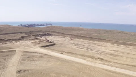 Flight over port construction 스톡 동영상 123700953