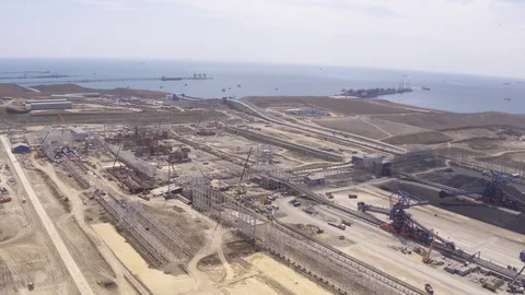Flight over port storage 스톡 동영상 123703304