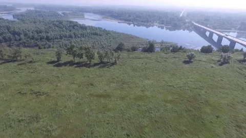 The flight over the precipice of the river Stock Footage 71261037