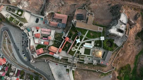 Flight over of Rabati Castle is a medieval castle in Akhaltsikhe, south Georgia. 库存影片 237808308