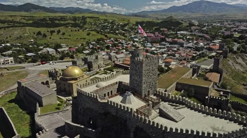Flight over of Rabati Castle is a medieval castle in Akhaltsikhe, south Georgia Stock Footage 252611954