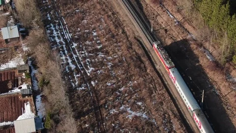 Flight over the railroad Video stock 107376199