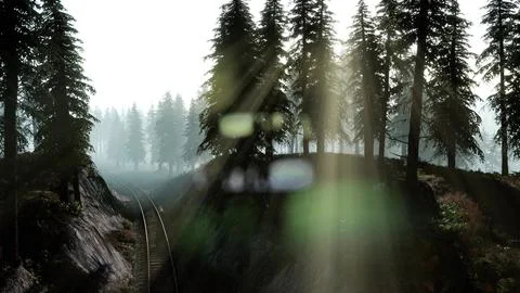 Flight over Railway Ilustração Stock