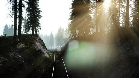 Flight over Railway Ilustração Stock