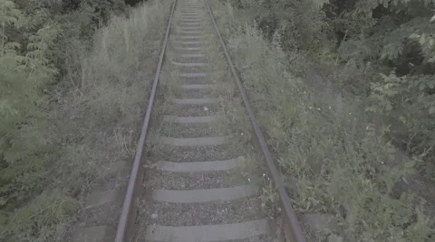 Flight over railways close to the ground Stock-Footage 64768563