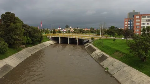 Flight over rainwater channel Stock Footage 221515779