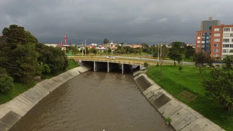 Flight over rainwater channel Stock Footage 221515872