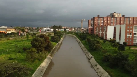 Flight over rainwater channel Stock Footage 221515929