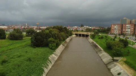 Flight over rainwater channel Stock Footage 221515972