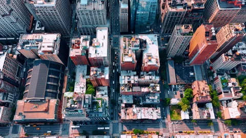 Flight over the rectangular neighborhoods and straight streets of modern metropo Stock Footage 312115784