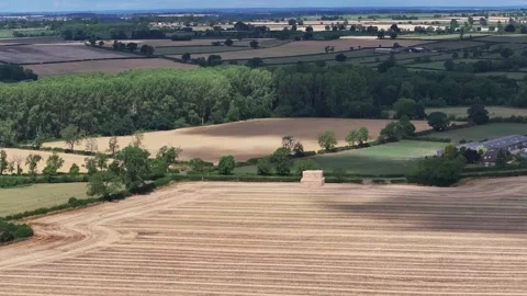 A flight over ripe wheatfields in Leicestershire near Sheepy Magna. Sunshine Stock Footage 313457314