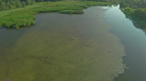 Flight over the river, AERIAL VIEW Stock Footage 56438808