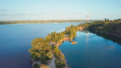 Flight Over River and Coast Stock-Footage 85995863