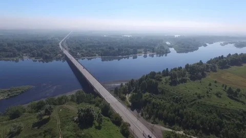 Flight over the river bridge Stock-Footage 71261834