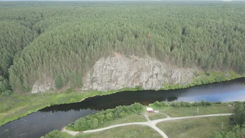Flight over the river, chip and forest Stock Footage 161429931