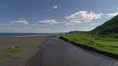 Flight over the river. color Video stock 81766190
