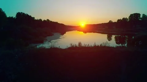 Flight over the river Stock Footage 79464195