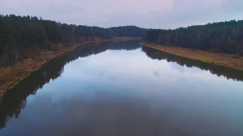 Flight over river loops Stock Footage 80142063