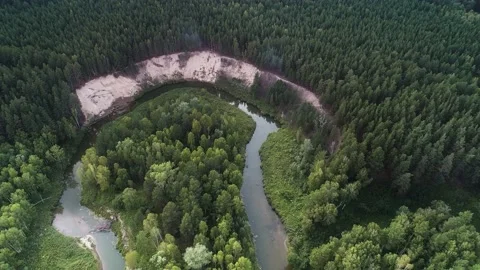 Flight over river meanders Stock Footage 213220433